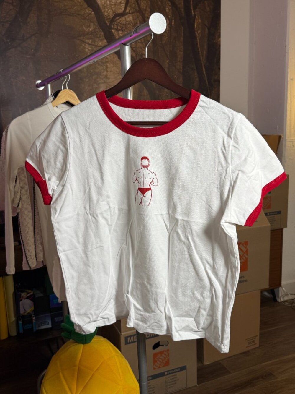 JJ Malibu: Field-Day Ringer Tee - White with Red Trim